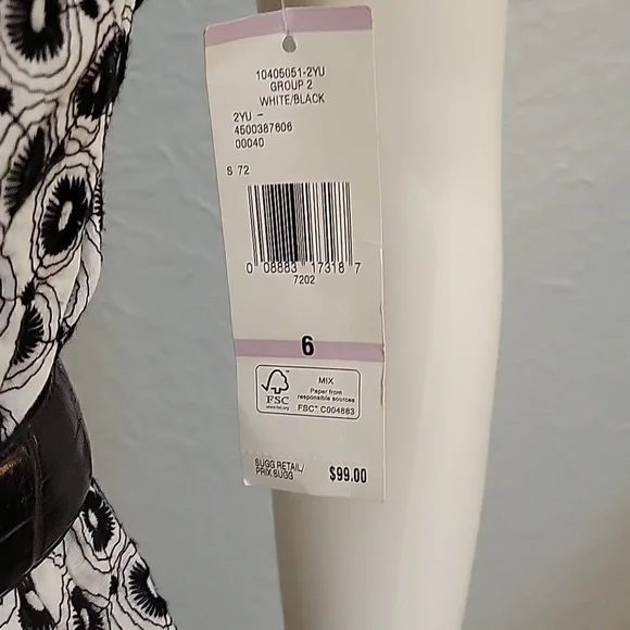 NINE WEST Monochrome Embroidered Eyelet Sleeveless Tank Grunge Dress - Picture 7 of 12